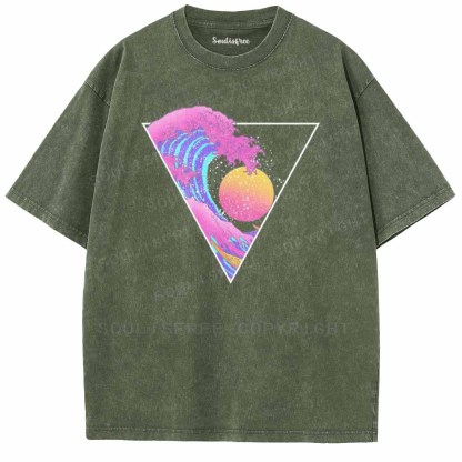 Soulisfree great wave off kanagawa triangle Washed Tee