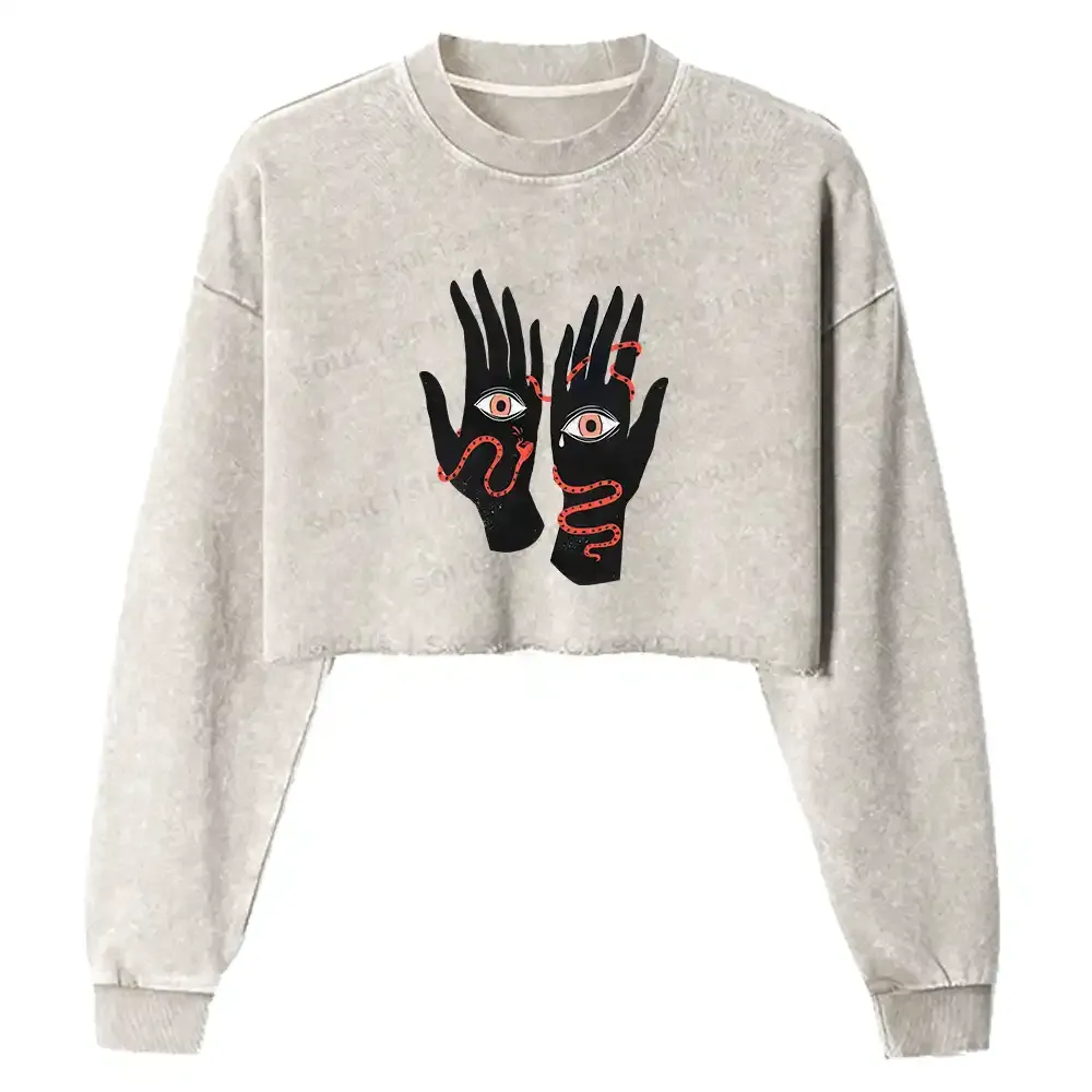 The Eyes Will Not Deceive You Washed Cropped Sweatshirt