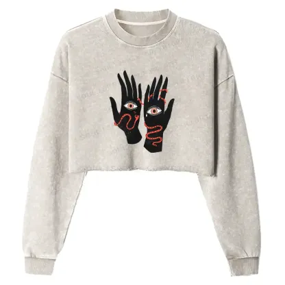 The Eyes Will Not Deceive You Washed Cropped Sweatshirt