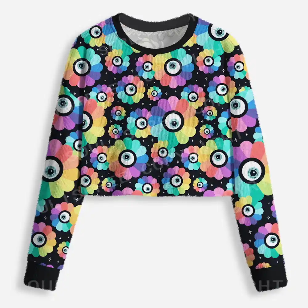 All-Seeing Bloom Cropped Ugly Christmas Sweater
