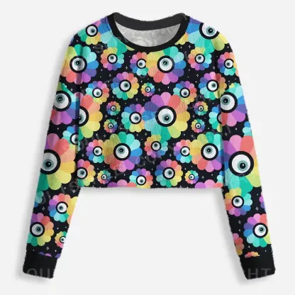 All-Seeing Bloom Cropped Ugly Christmas Sweater