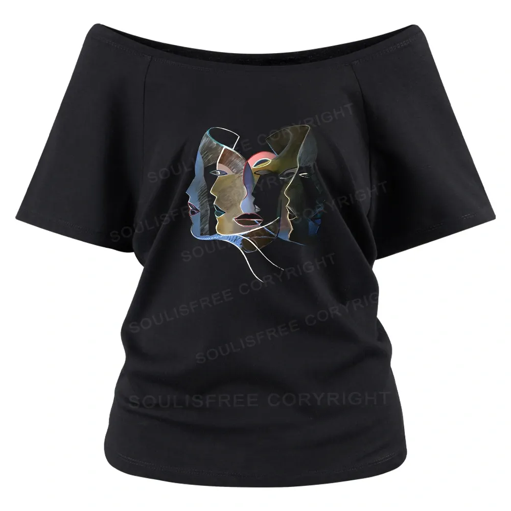 Layers of Masks Off Shoulder Top