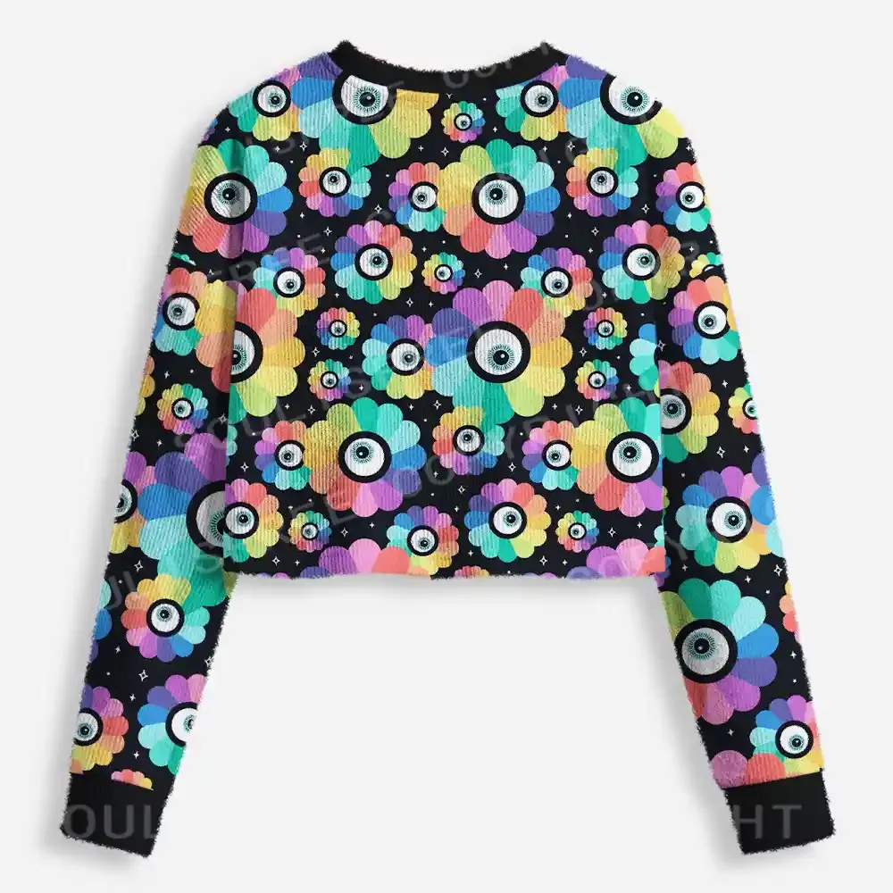 All-Seeing Bloom Cropped Ugly Christmas Sweater