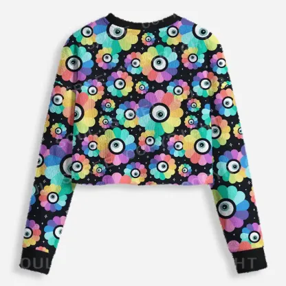 All-Seeing Bloom Cropped Ugly Christmas Sweater