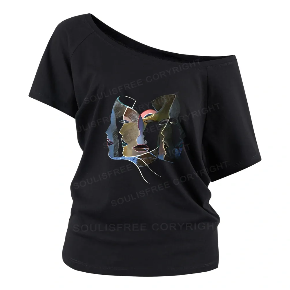 Layers of Masks Off Shoulder Top