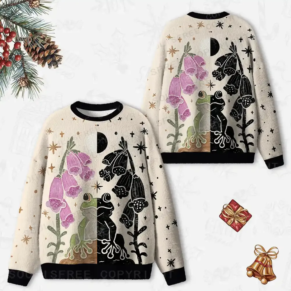Duality of Frogs Ugly Christmas Knit Sweatshirt