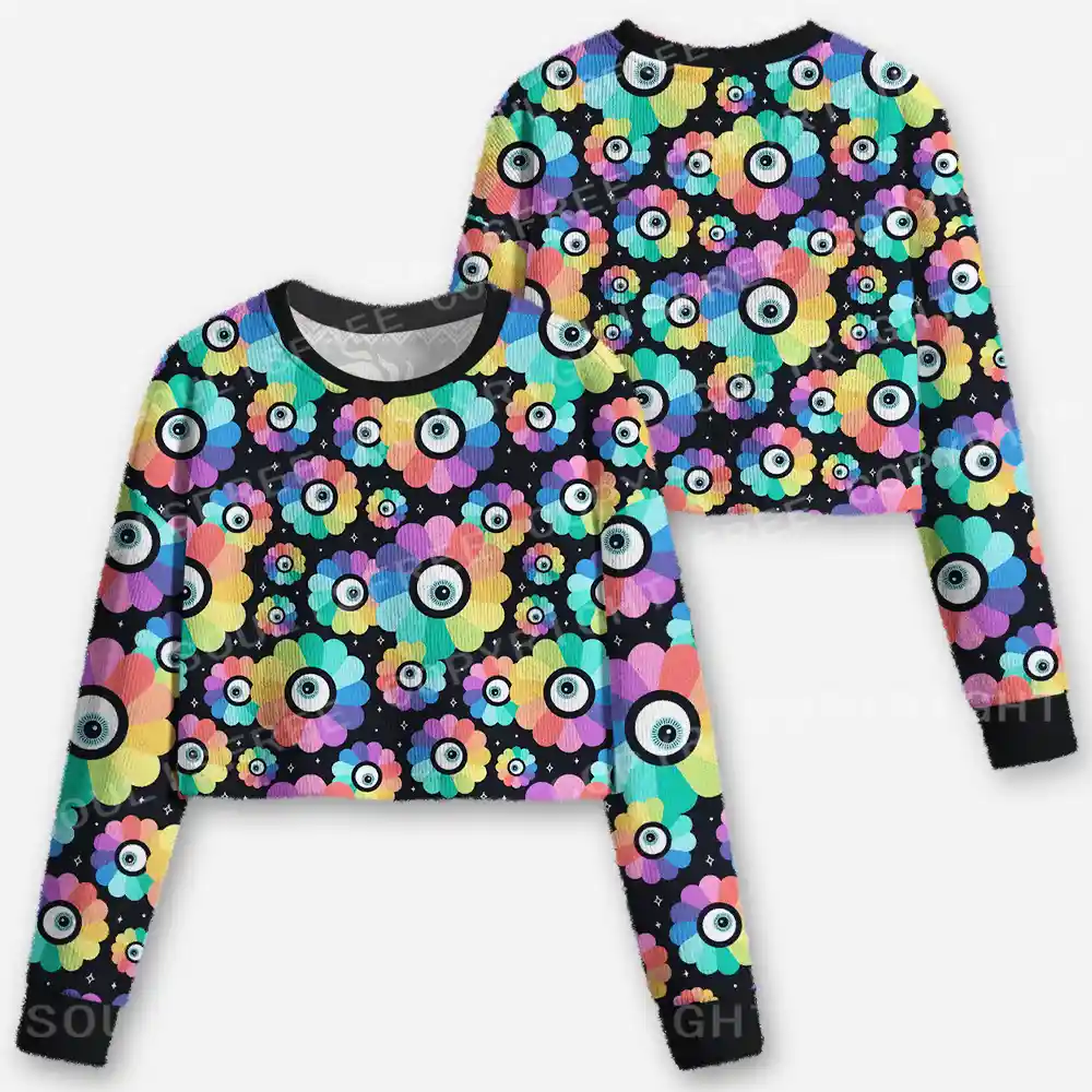 All-Seeing Bloom Cropped Ugly Christmas Sweater
