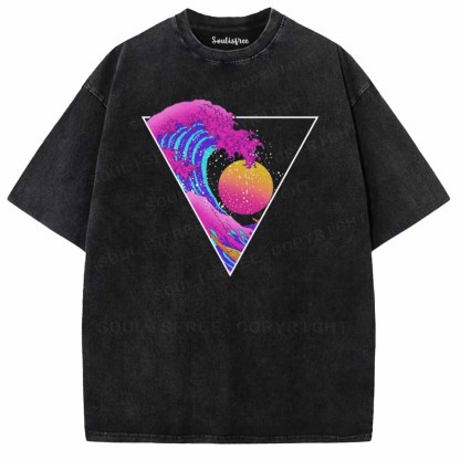 Soulisfree great wave off kanagawa triangle Washed Tee