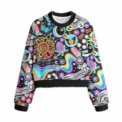 Soulisfree Glitch Cosmic Dream Women's Fuzzy Crewneck Sweater