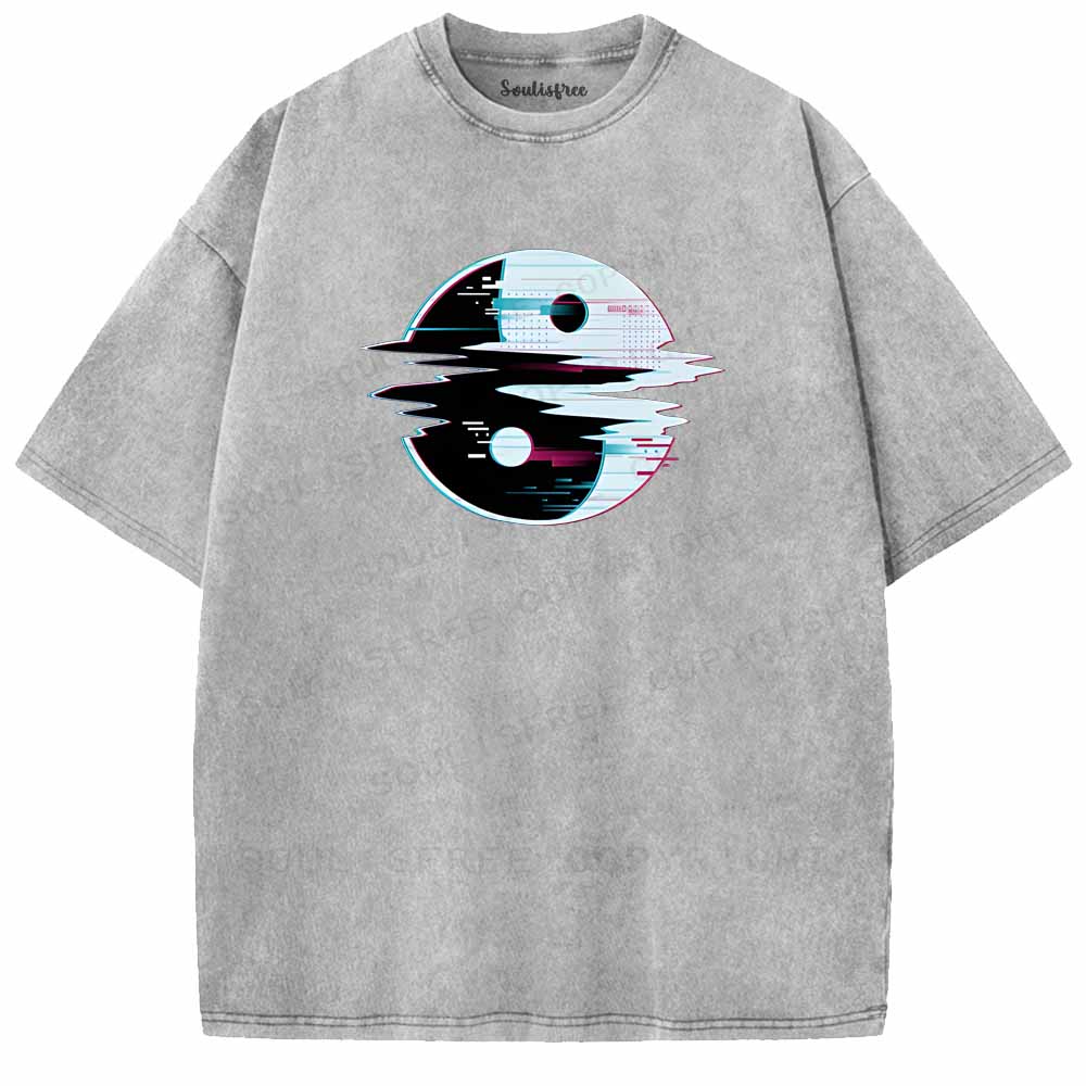 Soulisfree Glitch Yin Yang symbol Washed Tee