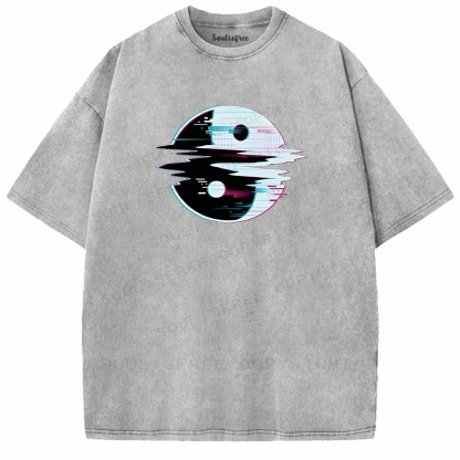 Soulisfree Glitch Yin Yang symbol Washed Tee