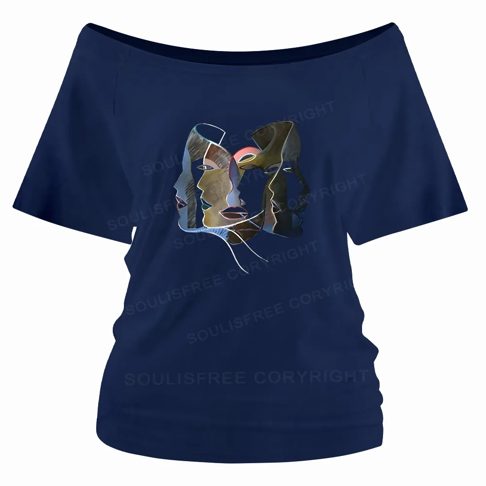 Designed Layers of Masks Off Shoulder Top