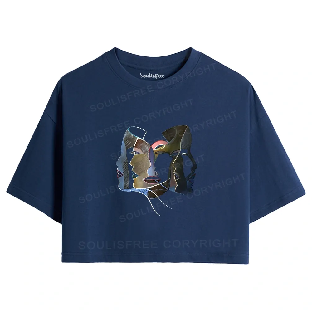 Designed Layers of Masks Crop Top