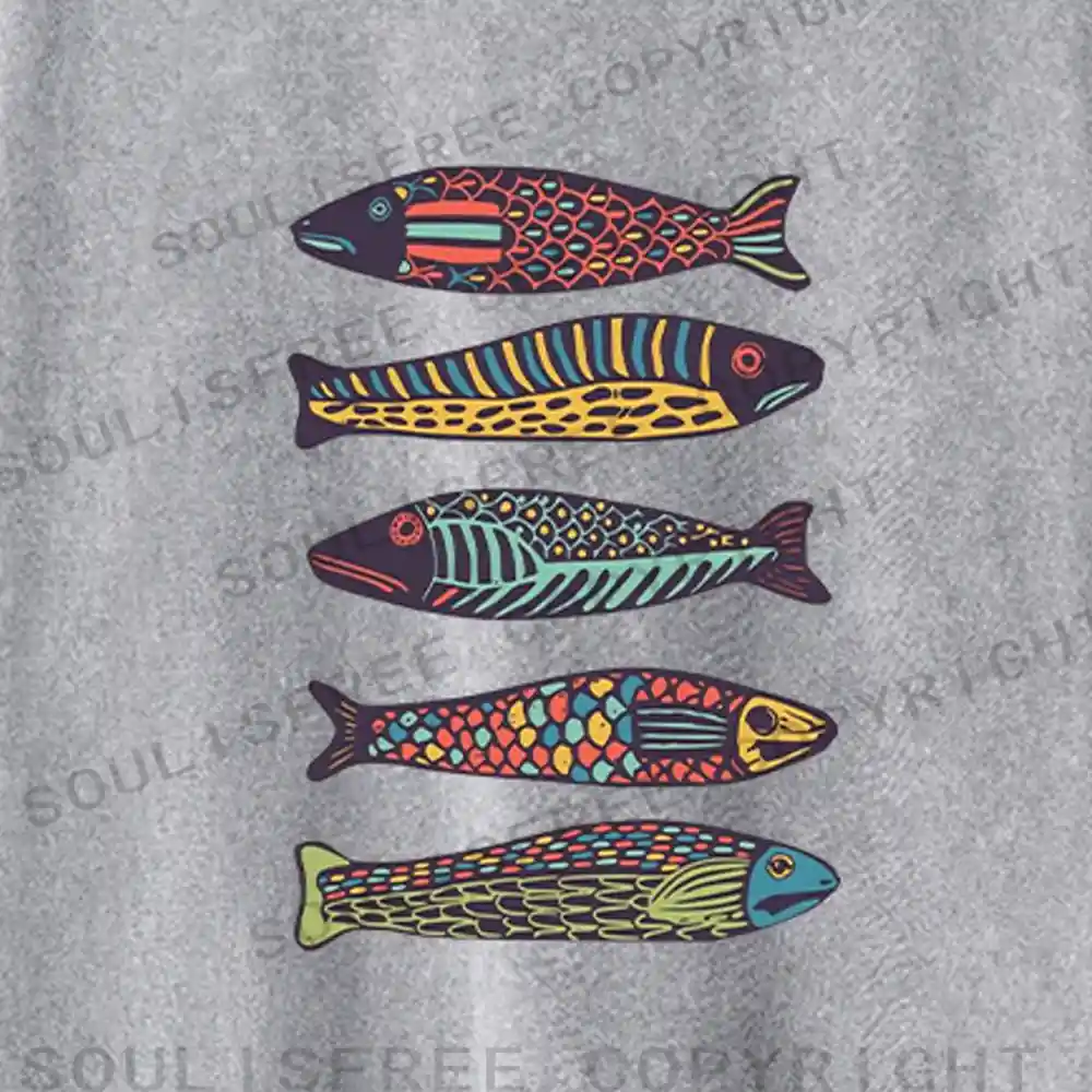 Colourful Schools Of Fish Washed Long Sleeve Shirt