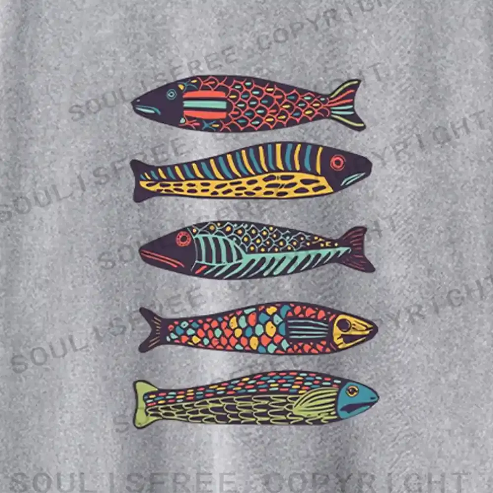 Colourful Schools Of Fish Washed Long Sleeve Shirt