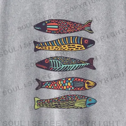 Colourful Schools Of Fish Washed Long Sleeve Shirt