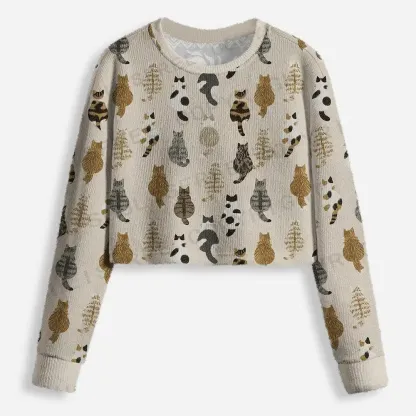 Meow-velous Moments Cropped Ugly Christmas Sweater