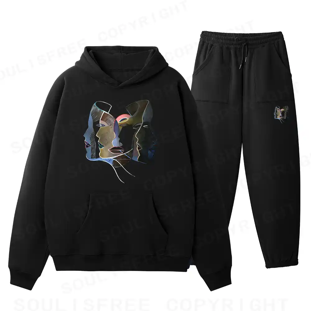 Layers of Masks Fleece Hoodie Set