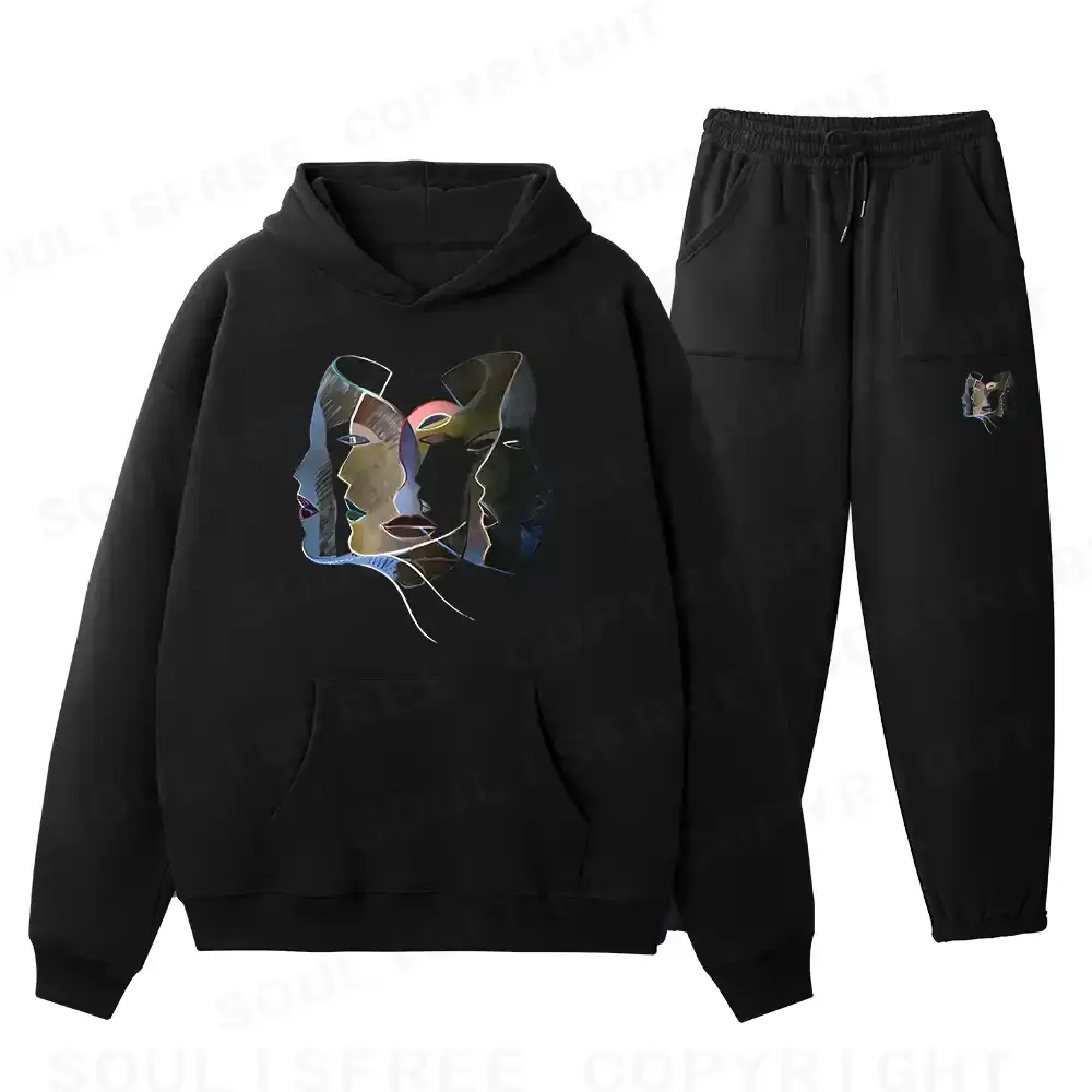 Layers of Masks Fleece Hoodie Set