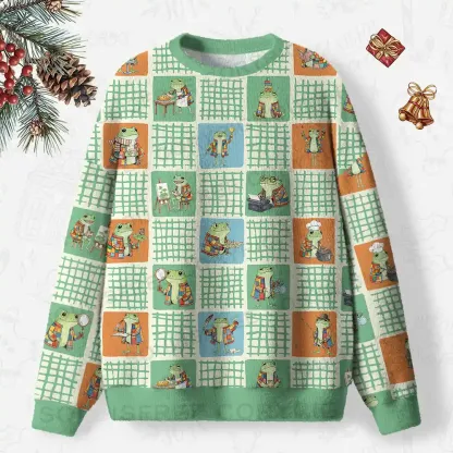 Frog Life Ugly Christmas Knit Sweatshirt