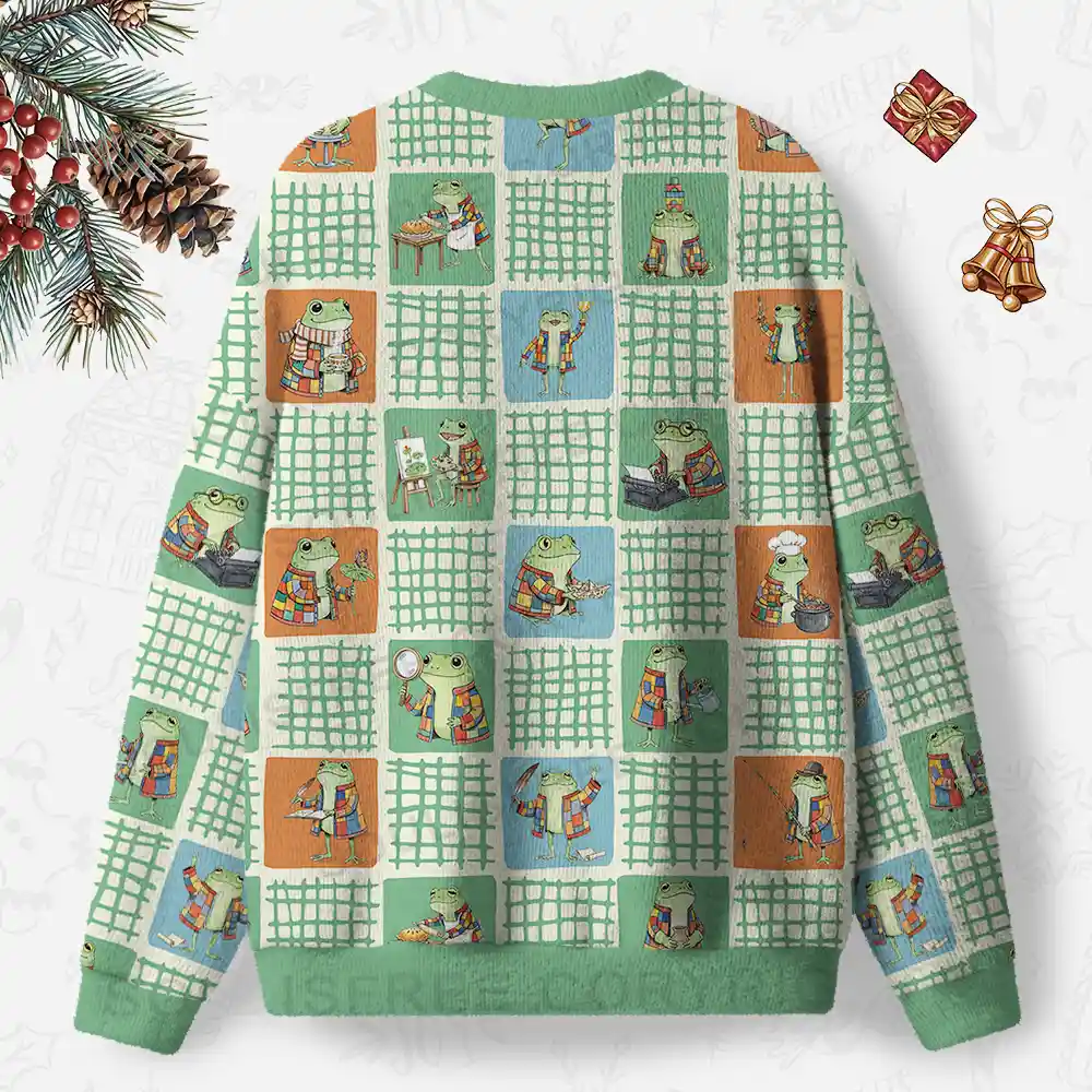 Frog Life Ugly Christmas Knit Sweatshirt