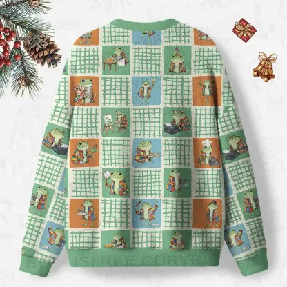 Frog Life Ugly Christmas Knit Sweatshirt