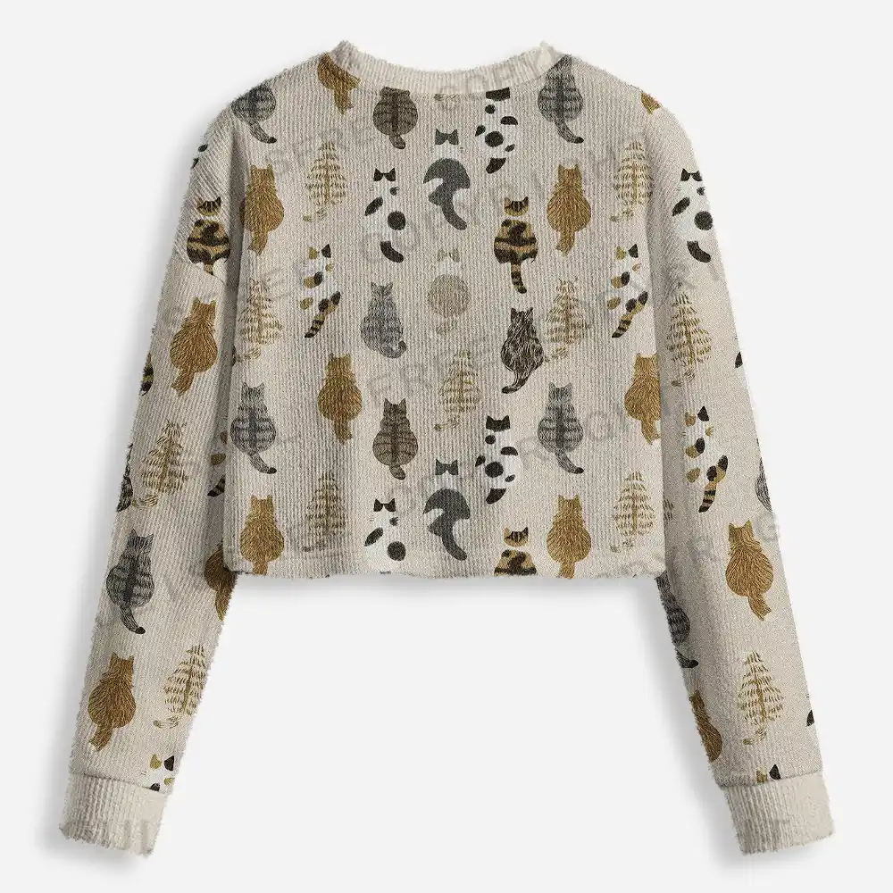 Meow-velous Moments Cropped Ugly Christmas Sweater