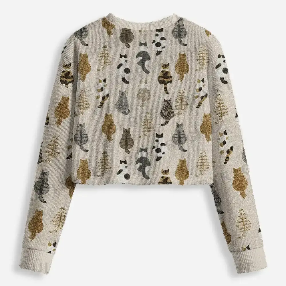 Meow-velous Moments Cropped Ugly Christmas Sweater