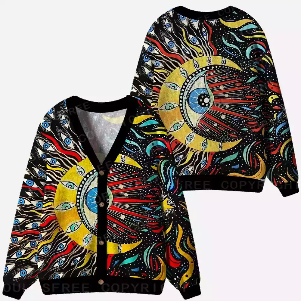 The All-Seeing Sunburst Ugly Cardigan Sweaters