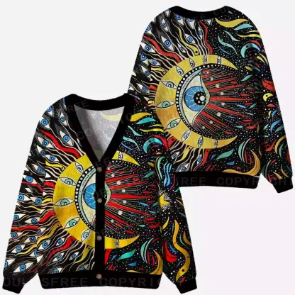 The All-Seeing Sunburst Ugly Cardigan Sweaters 