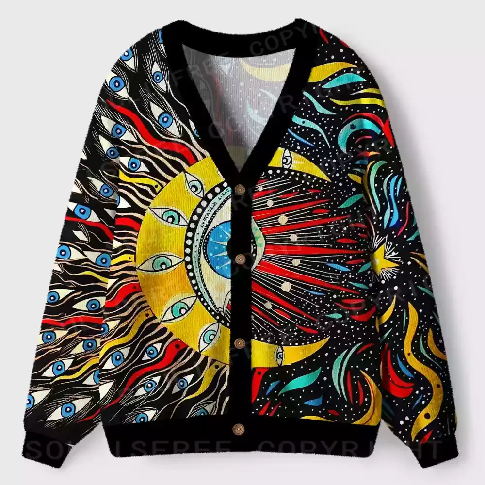 The All-Seeing Sunburst Ugly Cardigan Sweaters 