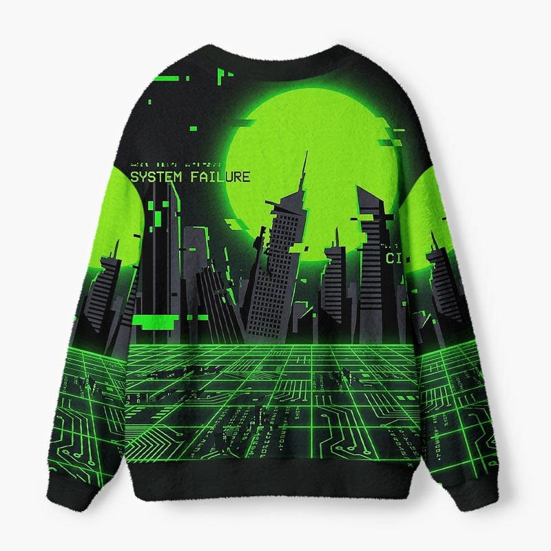 Soulisfree Human Error In A Digital World Fuzzy Cardigan Sweater