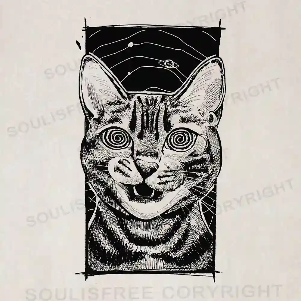 Hypnotic Cat Washed Tank Tops