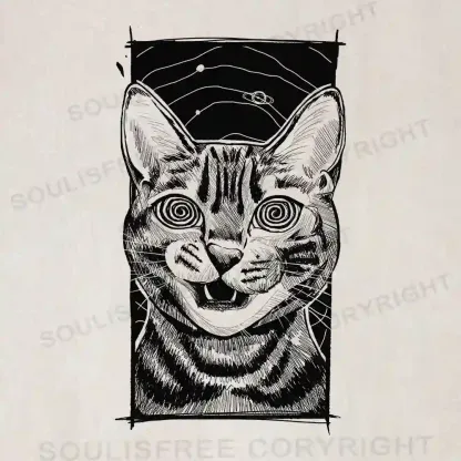 Hypnotic Cat Washed Tank Tops