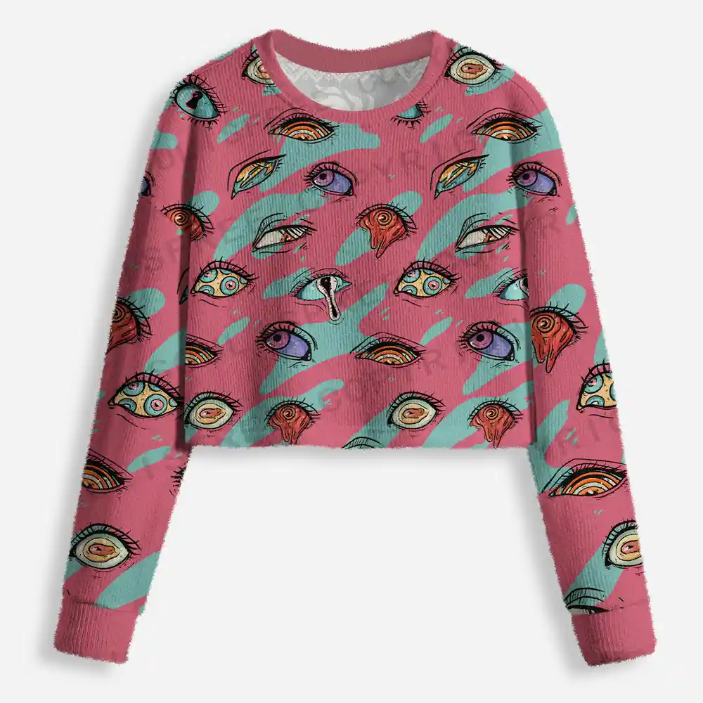 Chromatic Ocular Tapestry Cropped Ugly Christmas Sweater