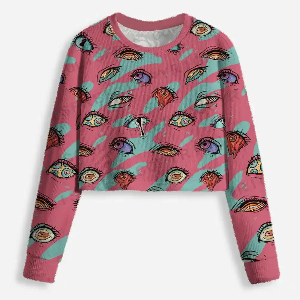 Chromatic Ocular Tapestry Cropped Ugly Christmas Sweater