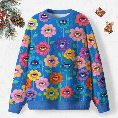 Blooming Eyescape Ugly Christmas Knit Sweatshirt