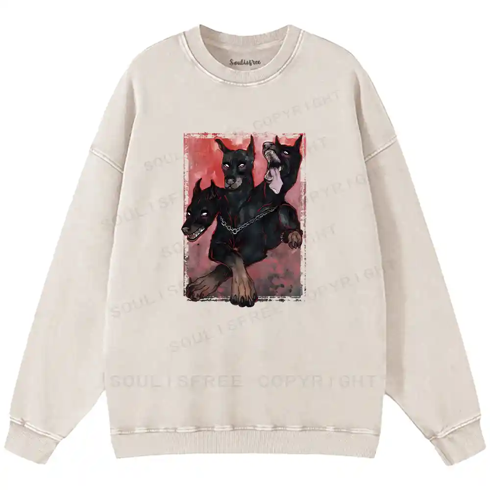 Doberman In The Dark Washed Sweatshirts