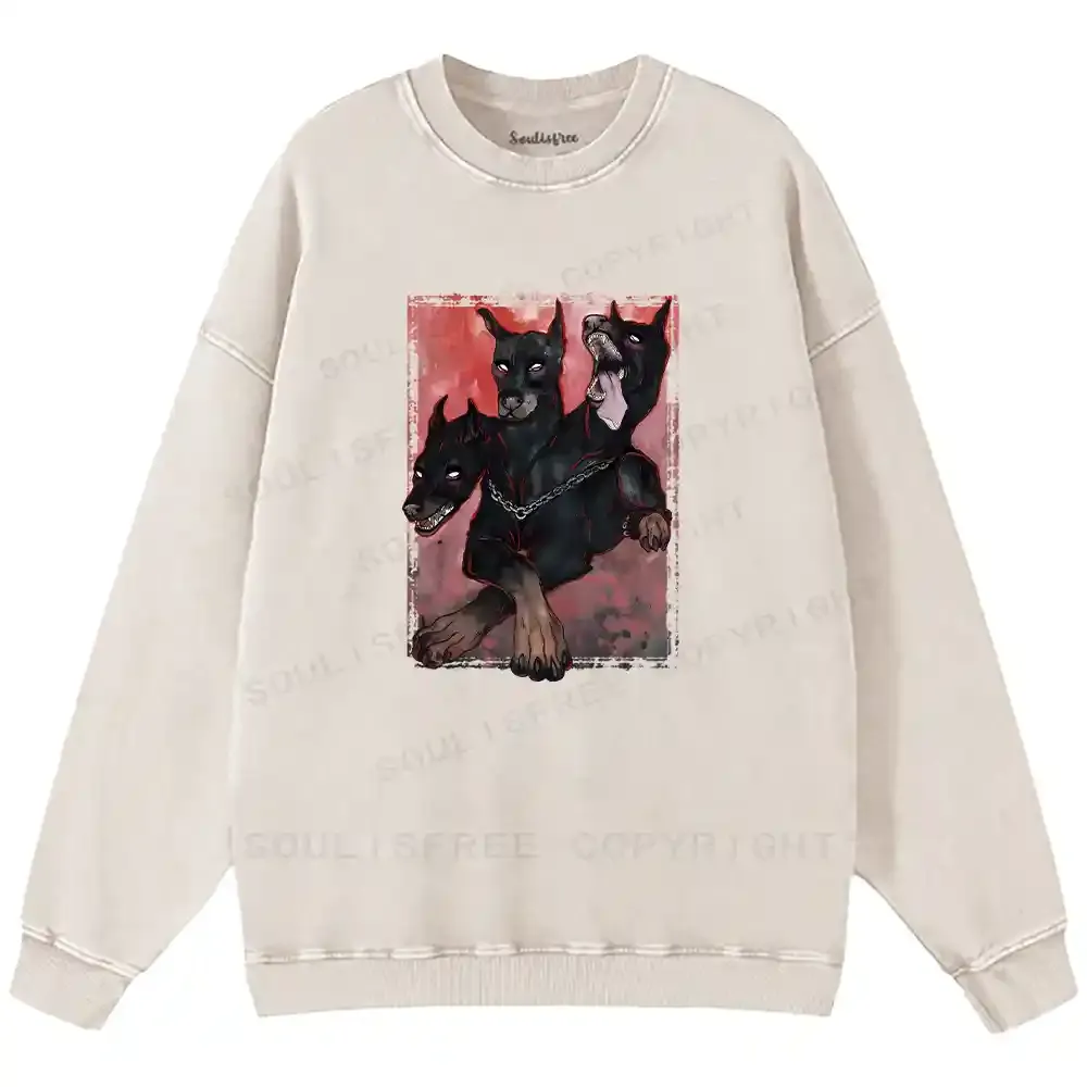 Doberman In The Dark Washed Sweatshirts