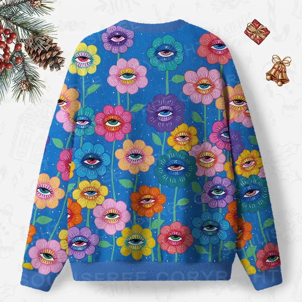 Blooming Eyescape Ugly Christmas Knit Sweatshirt