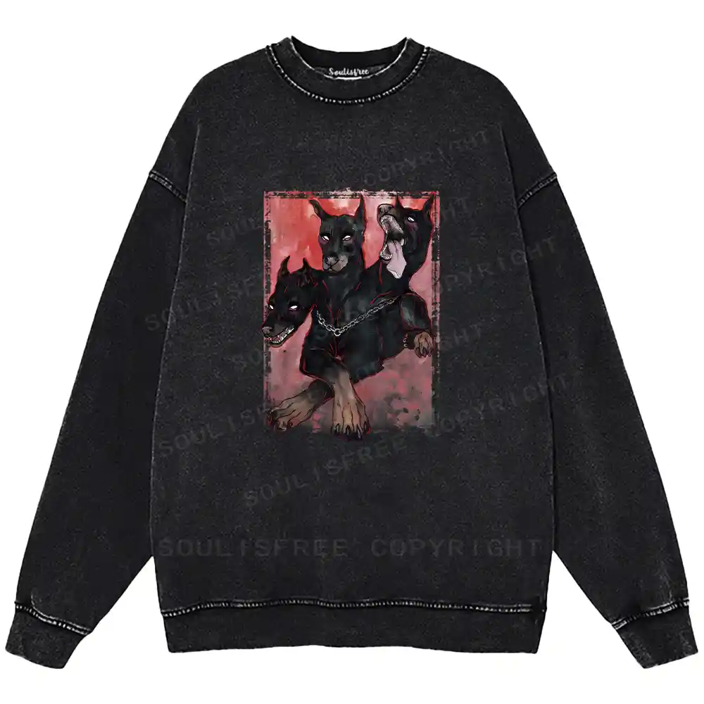 Doberman In The Dark Washed Sweatshirts