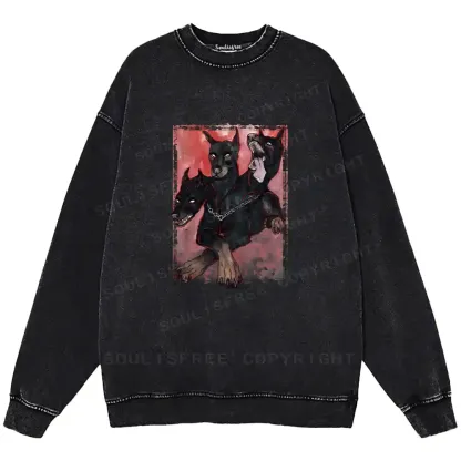 Doberman In The Dark Washed Sweatshirts