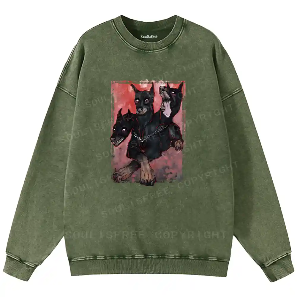 Doberman In The Dark Washed Sweatshirts