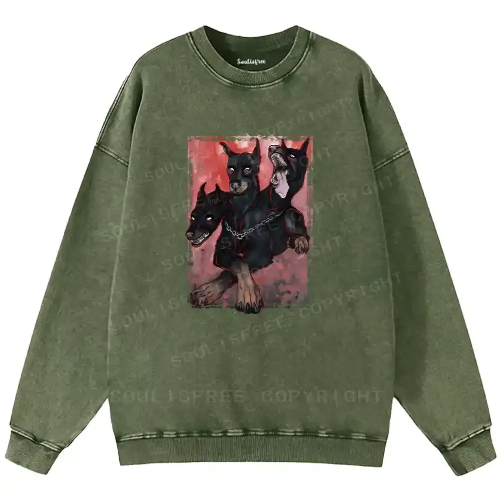 Doberman In The Dark Washed Sweatshirts