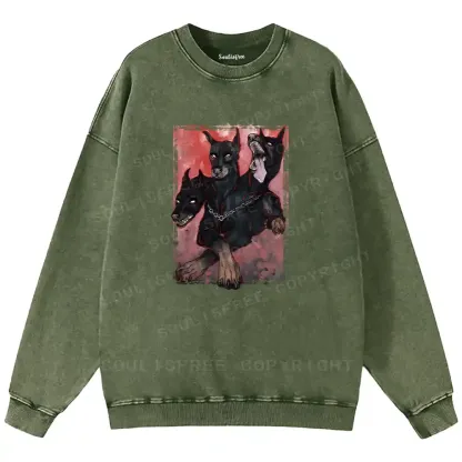 Doberman In The Dark Washed Sweatshirts