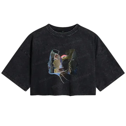 Layers of Masks Washed Crop T-shirt