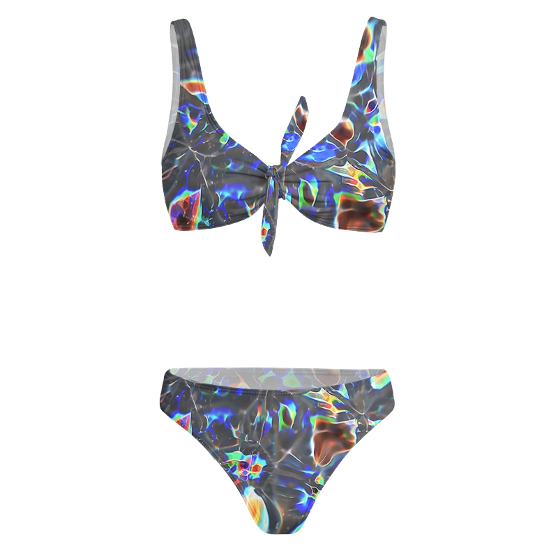 Soulisfree Cyber Rainbow Prism Glitch Bow Bikini