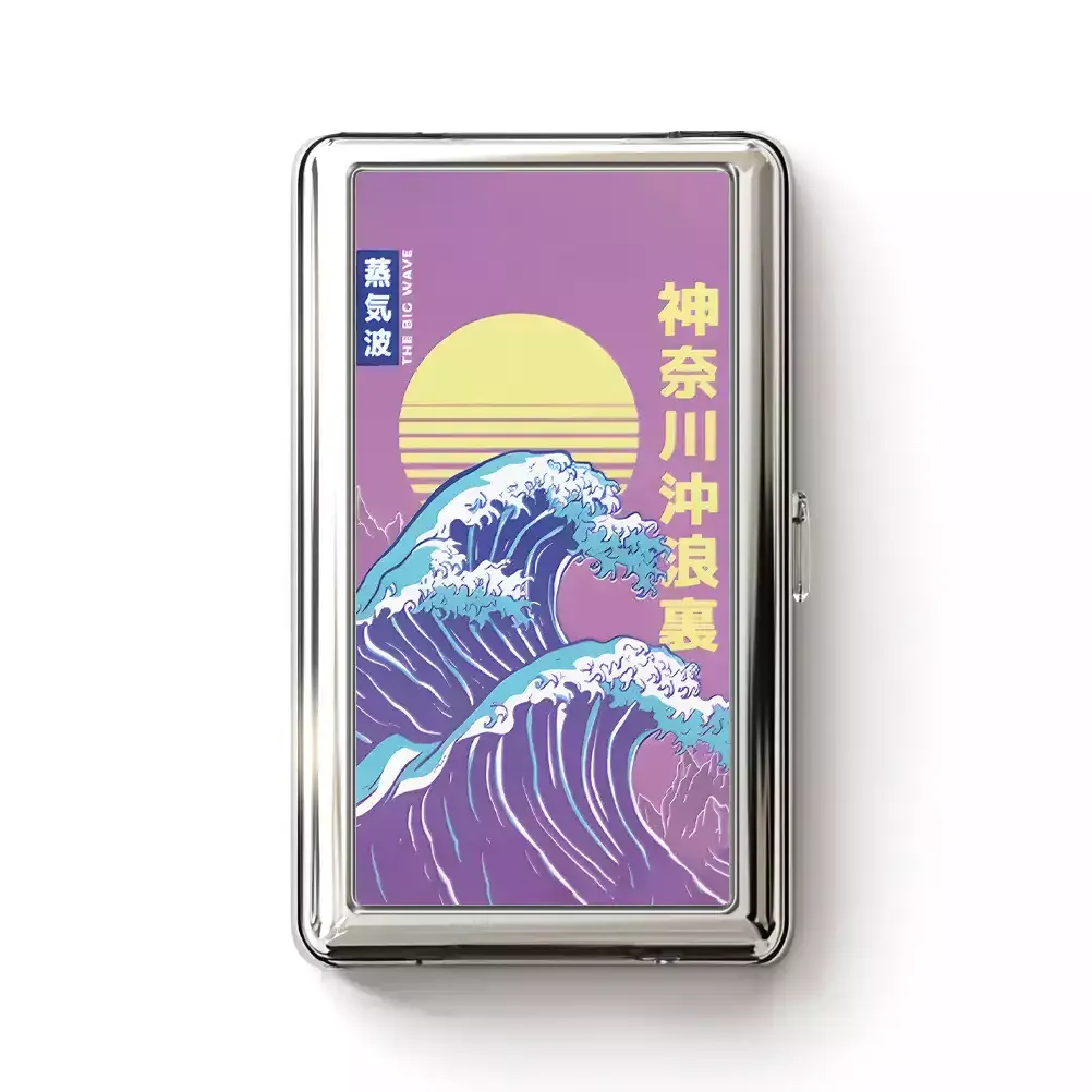 Soulisfree Retro Vaporwave Great Wave Metal Pocket Case