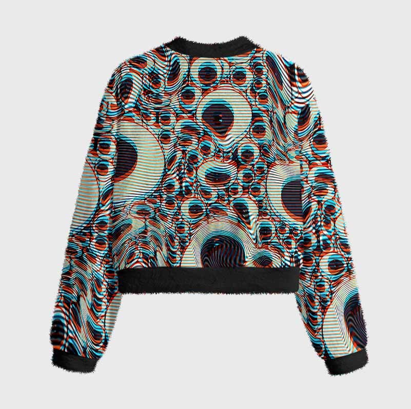Soulisfree Trippy Optical Vortex Women's Fuzzy Crewneck Sweater