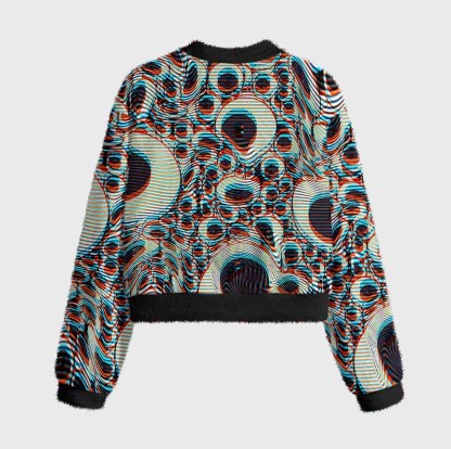 Soulisfree Trippy Optical Vortex Women's Fuzzy Crewneck Sweater